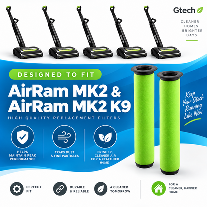 Washable Replacement Filters for Gtech AirRam K9 MK2 Vacuum 2 Pack