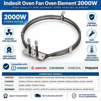 Replacement Fan Oven Cooker Element for Indesit Hotpoint Ariston Creda 2000W
