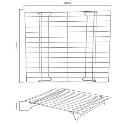 Universal 380mm x 320mm Folding Oven Rack Cooker Shelf Grill Stand