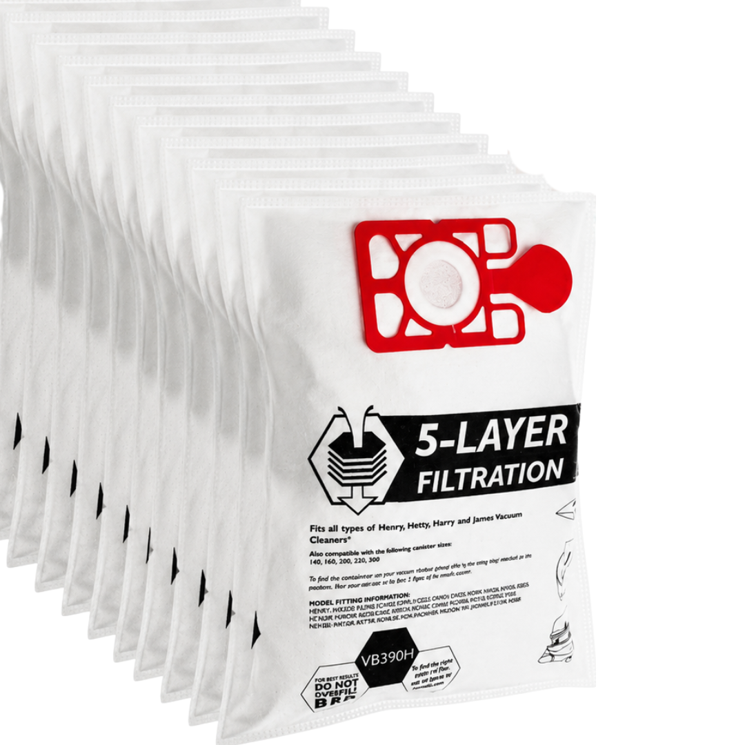 HVR160 Compatible Vacuum Dust Bags 10 Pack with 12 Inch Round Replacement Filter