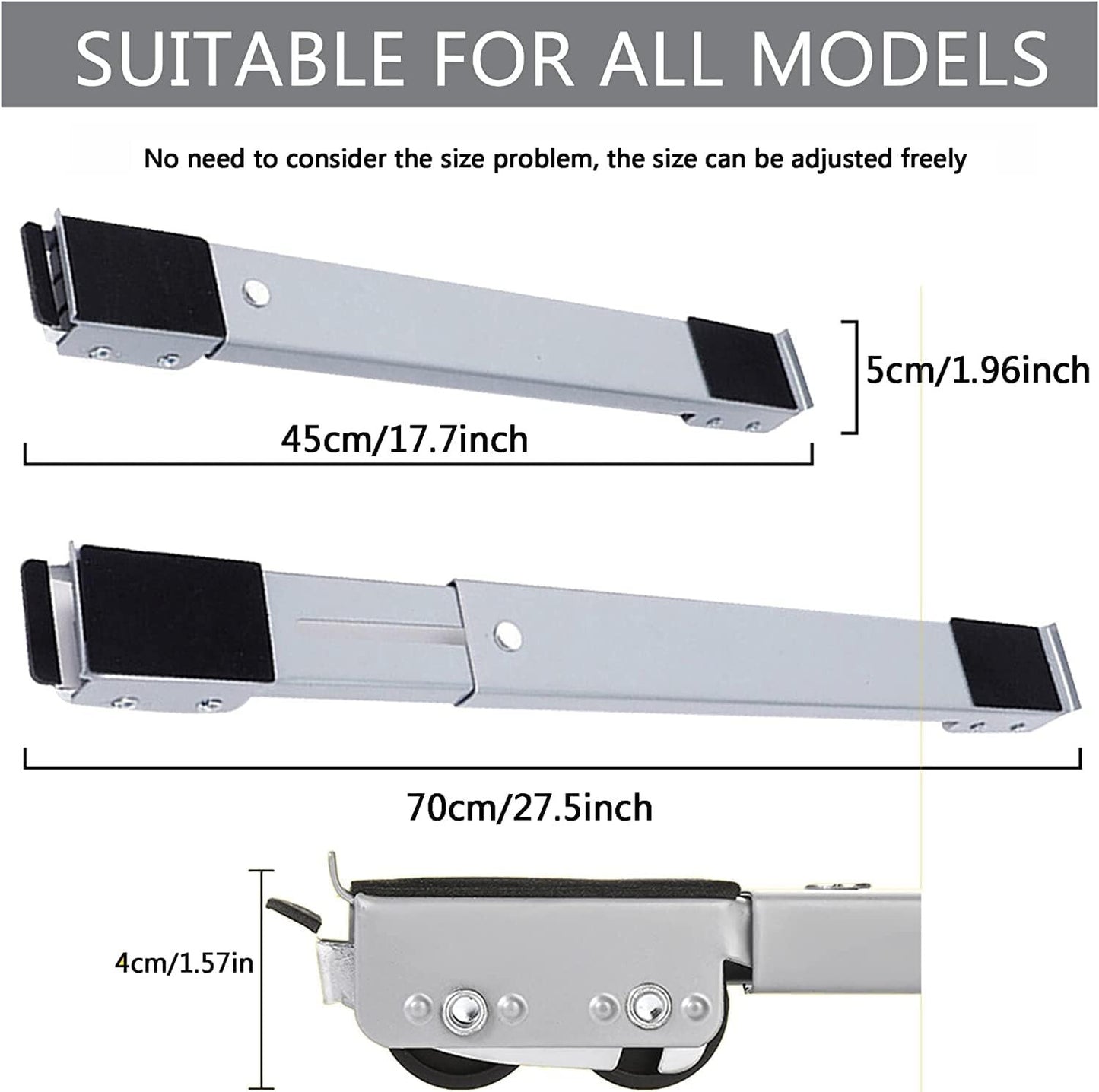 Heavy Duty Adjustable Appliance Trolley for Washing Machine Tumble Dryer Moving Rollers