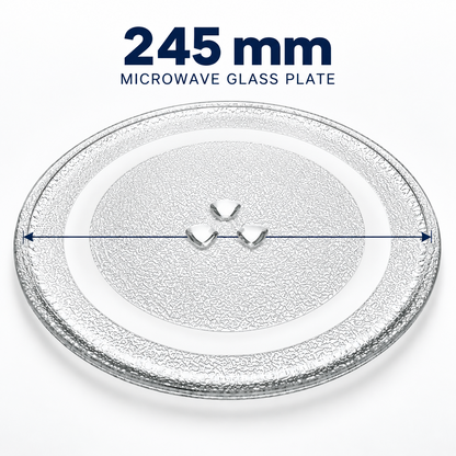 245mm Microwave Oven Glass Turntable Plate Universal Replacement 3 Pip Base