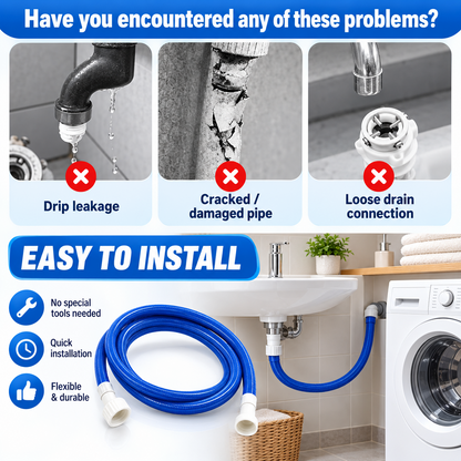 Washing Machine Fill Hose & Waste Water Drain Pipe Extension 2.5m