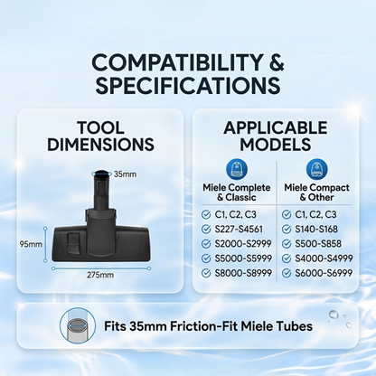 Vacuum Cleaner Floor Brush Head 35mm Compatible with Miele Compact C2 C3 S8