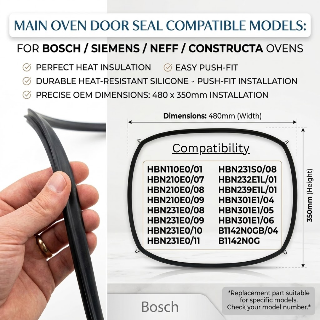 480 x 350mm Oven Door Seal Gasket Compatible with Bosch Neff Siemens HBN301E1 HBN231E0