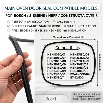 480 x 350mm Oven Door Seal Gasket Compatible with Bosch Neff Siemens HBN301E1 HBN231E0