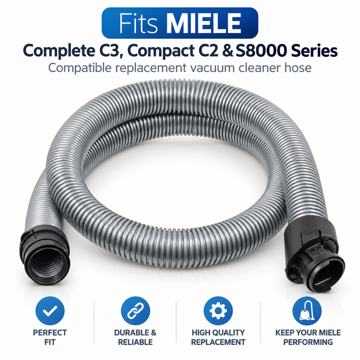 Flexible Vacuum Hose for Miele Compact C2 Complete C3 S8000 Vacuum Cleaner