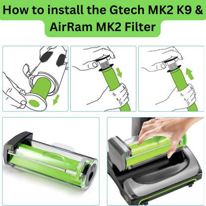 Gtech AirRam Filter Set for MK2 K9 Multi AR29 AR30 AR31 + 6 Freshener Tabs