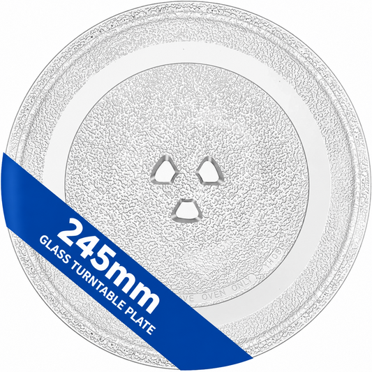 Universal 245mm Microwave Glass Turntable Plate 3 Pip Fixings Replacement Dish