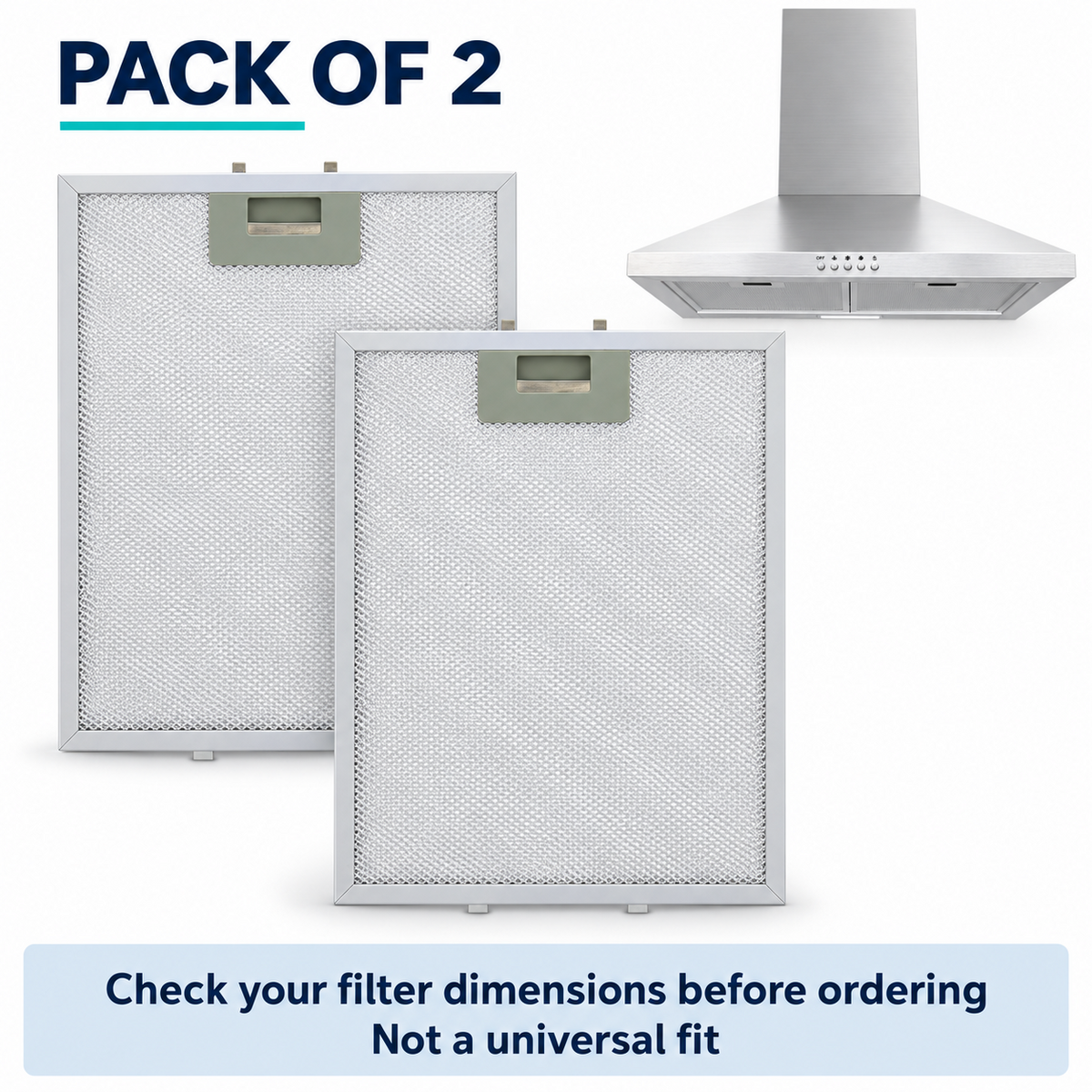 2PCS Cooker Hood Metal Mesh Grease Filters 320 x 260mm for Kitchen Extractor Fan