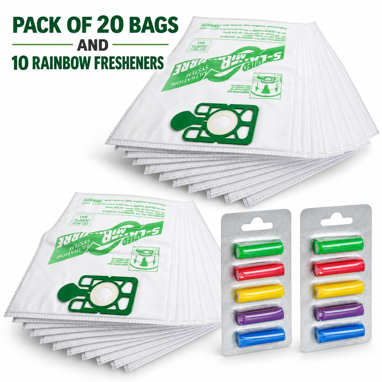 20 Hoover Dust Bags + 10 Air Fresheners Compatible with Numatic Henry Hetty James