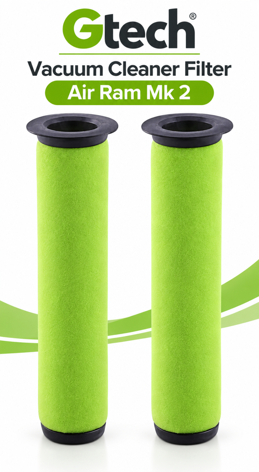 Washable Replacement Filters for Gtech AirRam K9 MK2 Vacuum 2 Pack