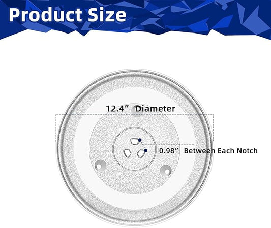 Find A Spare 315mm Scratch-Resistant Microwave Turntable Glass Tray with 3 Fixtures – Compatible with Kenwood | 12.5 Inch Diameter Glass Plate Dish