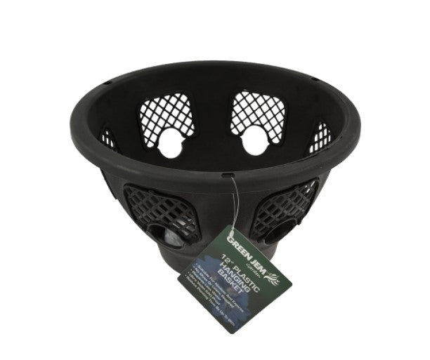 Green Jem 12 Inch Plastic Hanging Basket Black