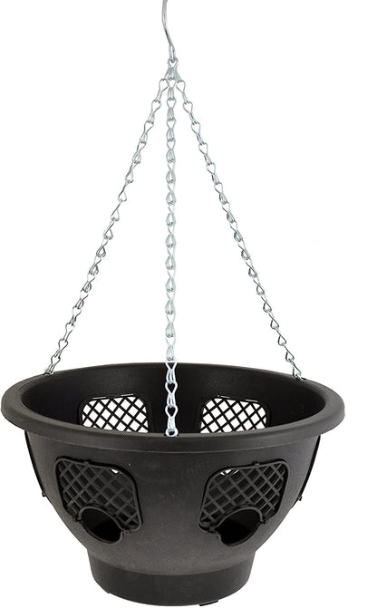 Green Jem 12 Inch Plastic Hanging Basket Black