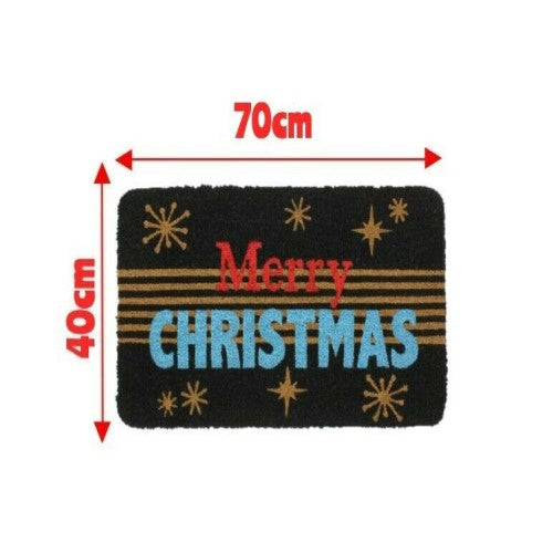 Merry Christmas Novelty Shaped Latex Natural Coir Mat For Xmas 40cm x 70cm
