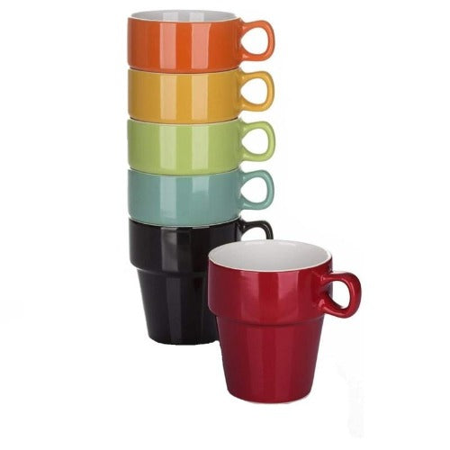 Small Espresso Cups Set Tea Mugs 60ML Stackable Set of 6 Coffee Cup with Cups Stand