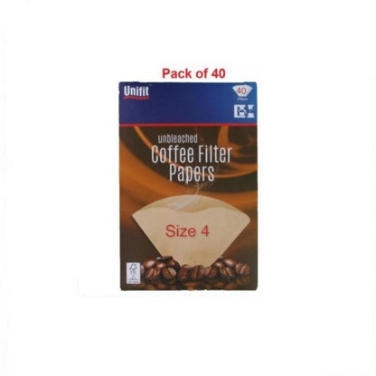 Unbleached Four Cup Coffee Filter Papers Pack of 40 1-4 Cups Size 4