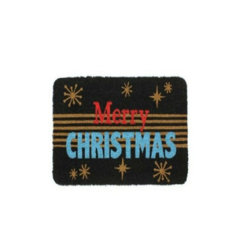 Merry Christmas Novelty Shaped Latex Natural Coir Mat For Xmas 40cm x 70cm