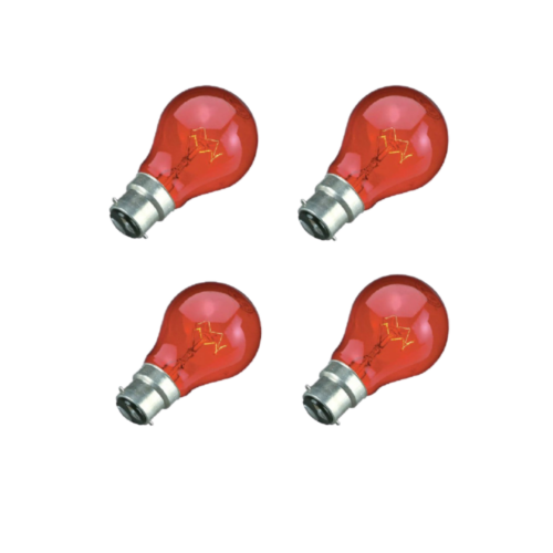 4 x 60W Red Fireglow Light Bulbs Bayonet BC B22 for Flame Effect Electric Fires