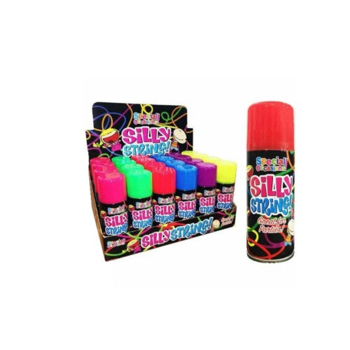 6 Cans of Silly String Assorted Colours Pack of 6 Celebration Party Birthday Fun