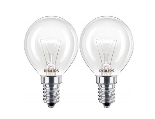 2 x Philips Oven 40w Lamp SES E14 Small Screw Cap 300Ã‚Â° Cooker Light Bulb Fits AEG/Bosch/Siemens/Neff/Hotpoint