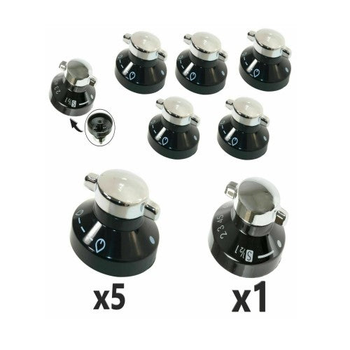 6 x STOVES Gas Hob Oven Cooker Knobs Flame Control Switch & Cooker Switch Genuine