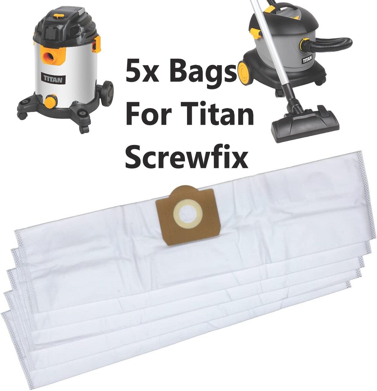 5 x TITAN SCREWFIX Vacuum Cleaner Microfibre Hoover Dust Bags 16L 20L TTB774VAC 