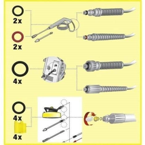 Karcher Genuine Pressure Washer O-Ring Nozzle Set For T50 T80 T100 T200 T250 T300