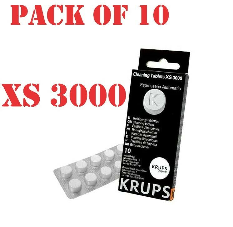 Pack of 10 Krups 8000032496 XS 3000 XS3000 Cleaning Tablets, Plastic