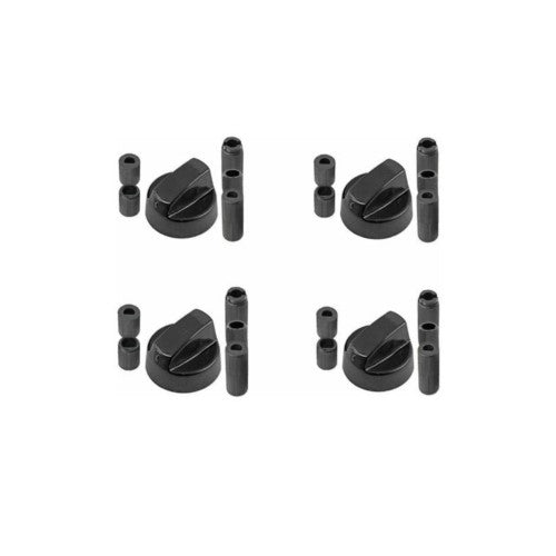 4 x Universal Black Control Switch Knobs For All Makes And Models Of Cookers